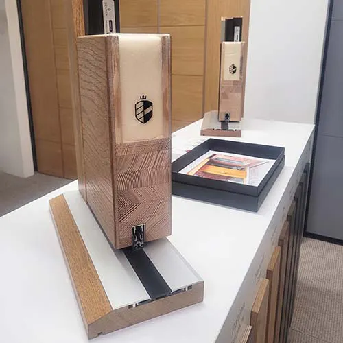 Cross section of entrance door with door seal