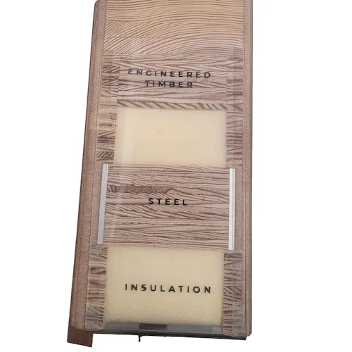 Close up of inner structure of entrance door panel