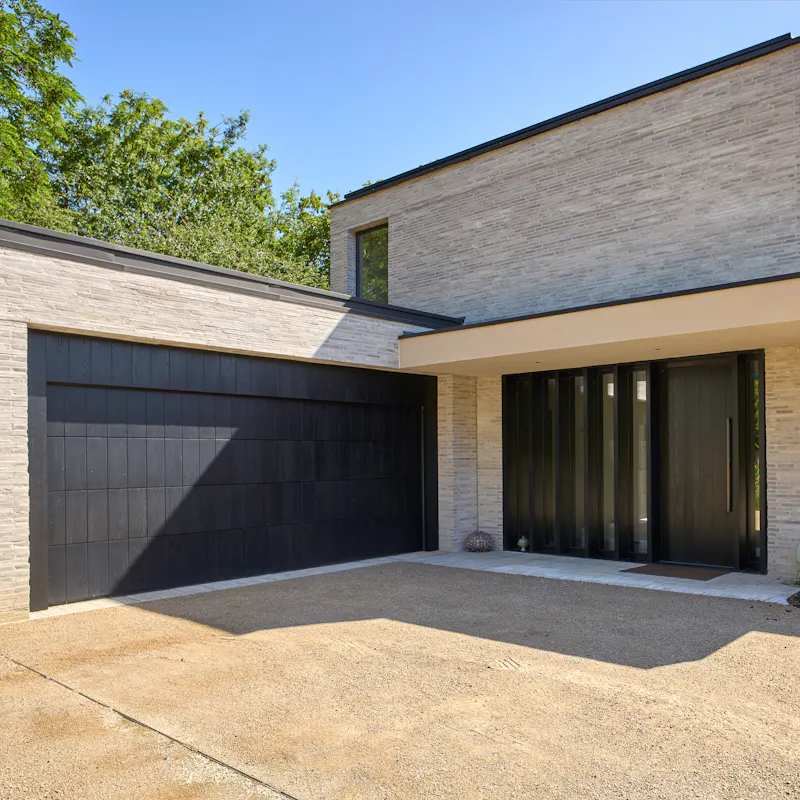 An oversized stained-oak beauty, perfectly suited for this dream home