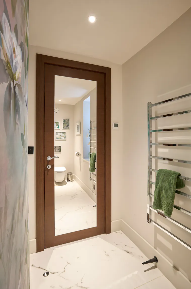 Trem H internal door in Teak with Mirror
