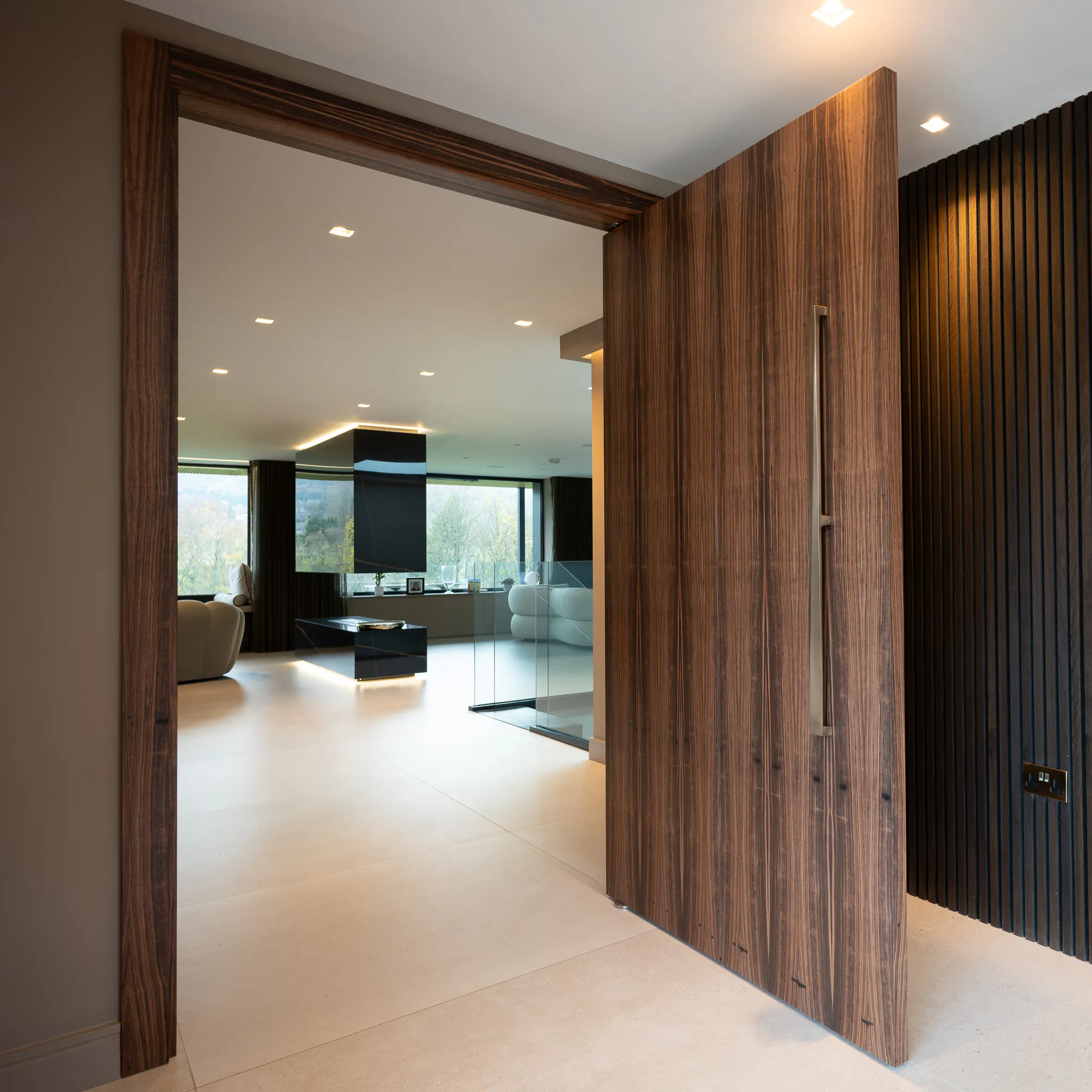 Separating a entranceway using a statement pivot door