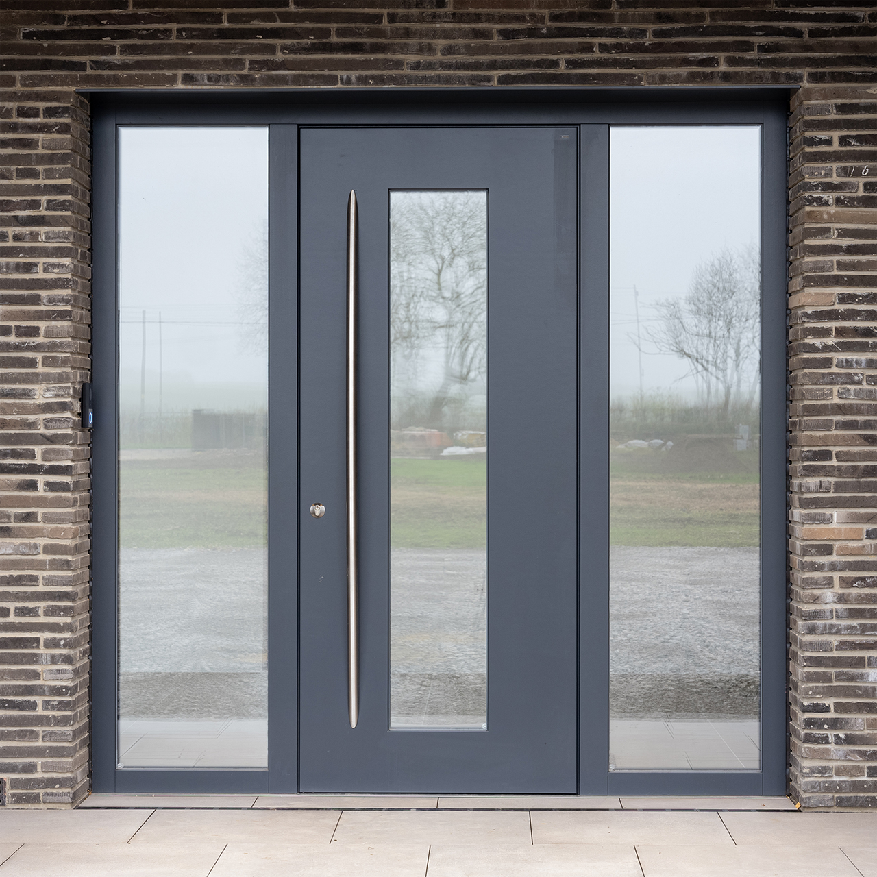 Vista Front Door | Dark Grey Paint Finish | 2 Glazed Side Laterals