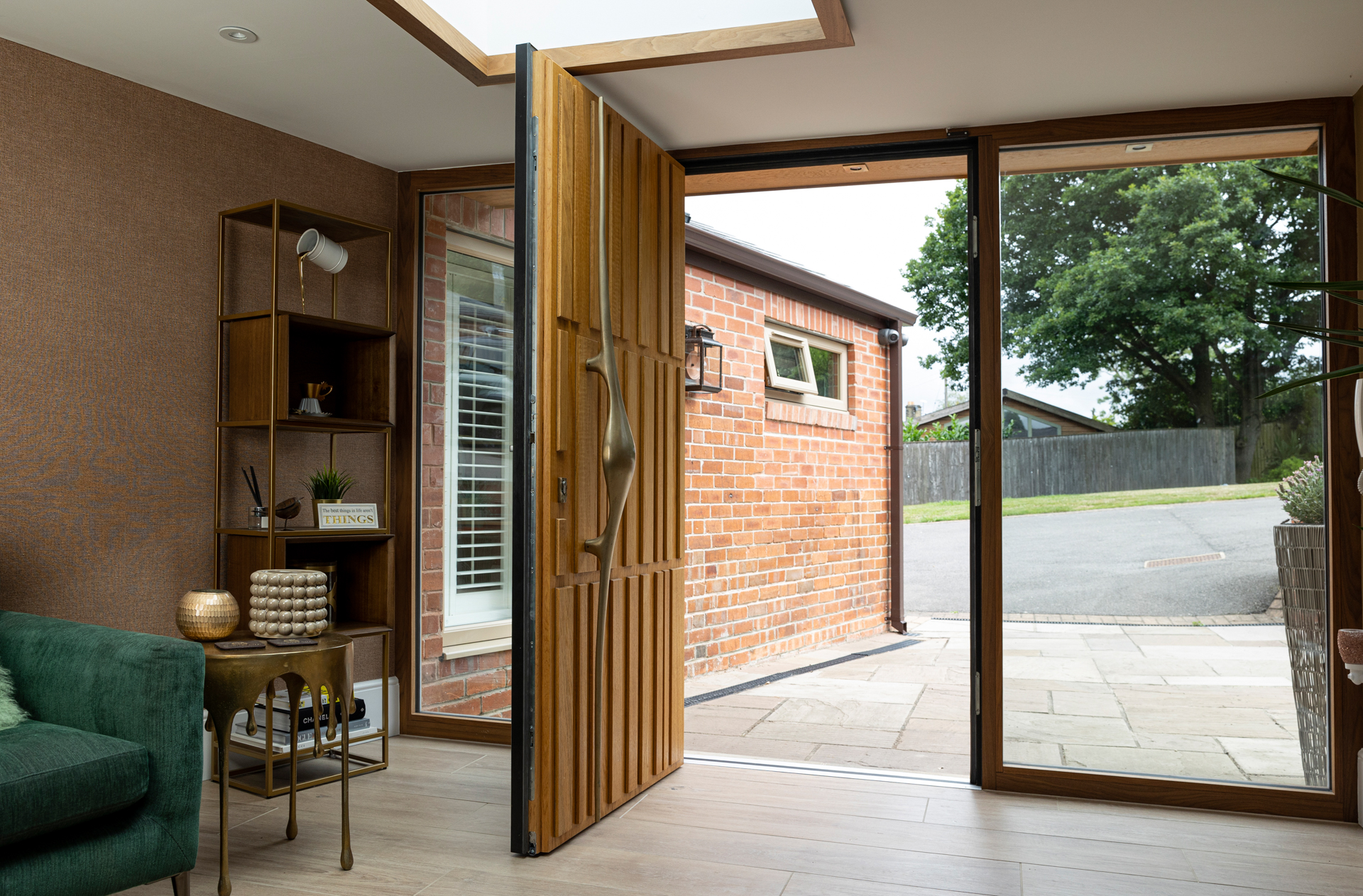 Bespoke Front door Tavole Honey Oak two side laterals