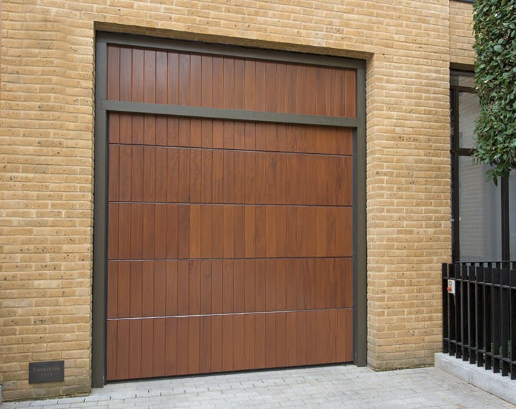 Large wooden olivo garage door