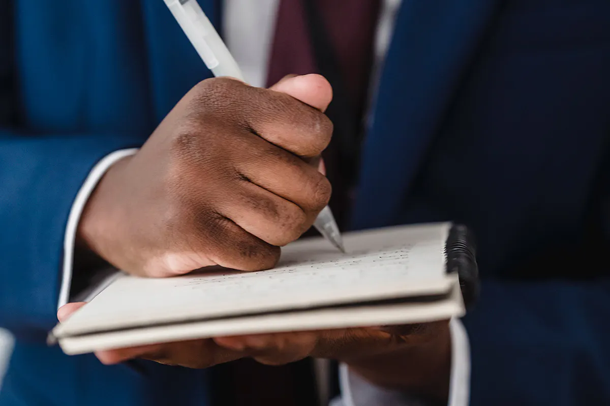 close up of someone writing