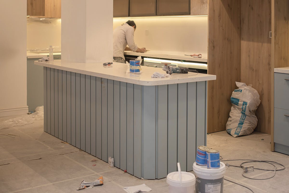 modern kitchen being installed