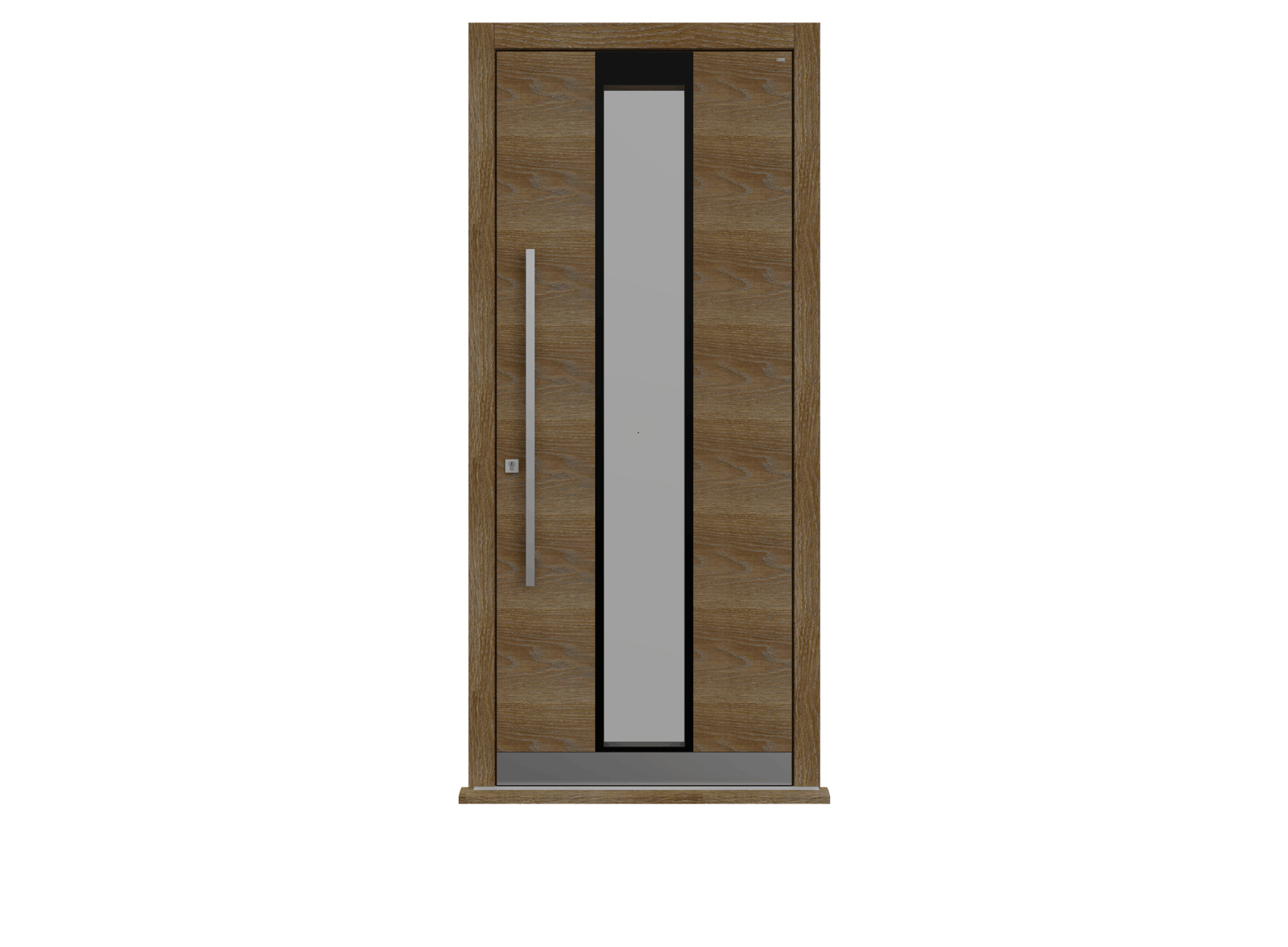 Walnut Stained Oak Single leaf front door - Pianura 3 by Deuren