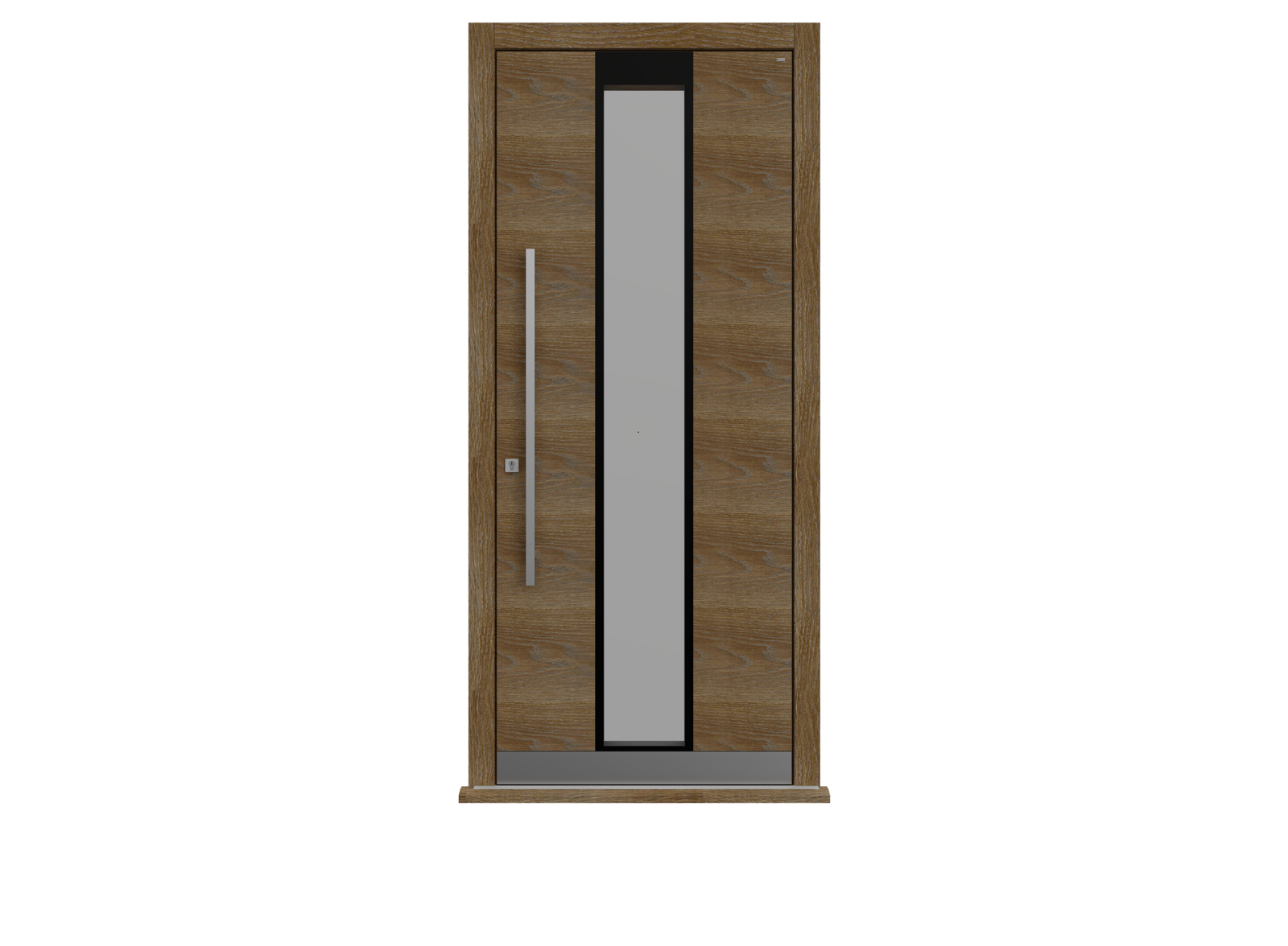 Walnut Stained Oak Single leaf front door - Pianura 3 by Deuren