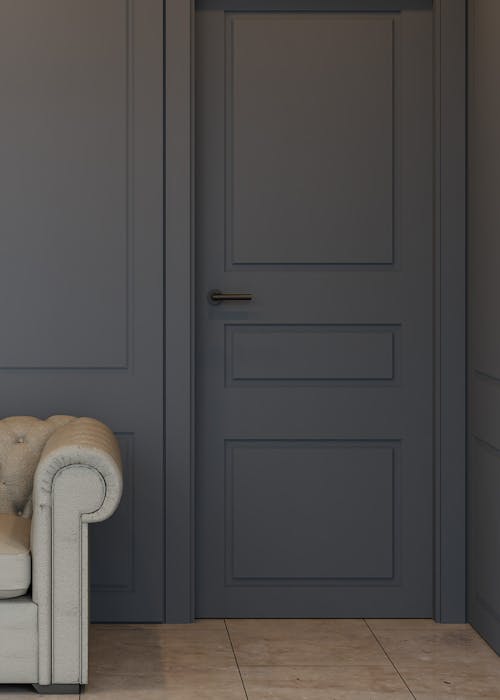 A dark grey internal Deuren Georgian door