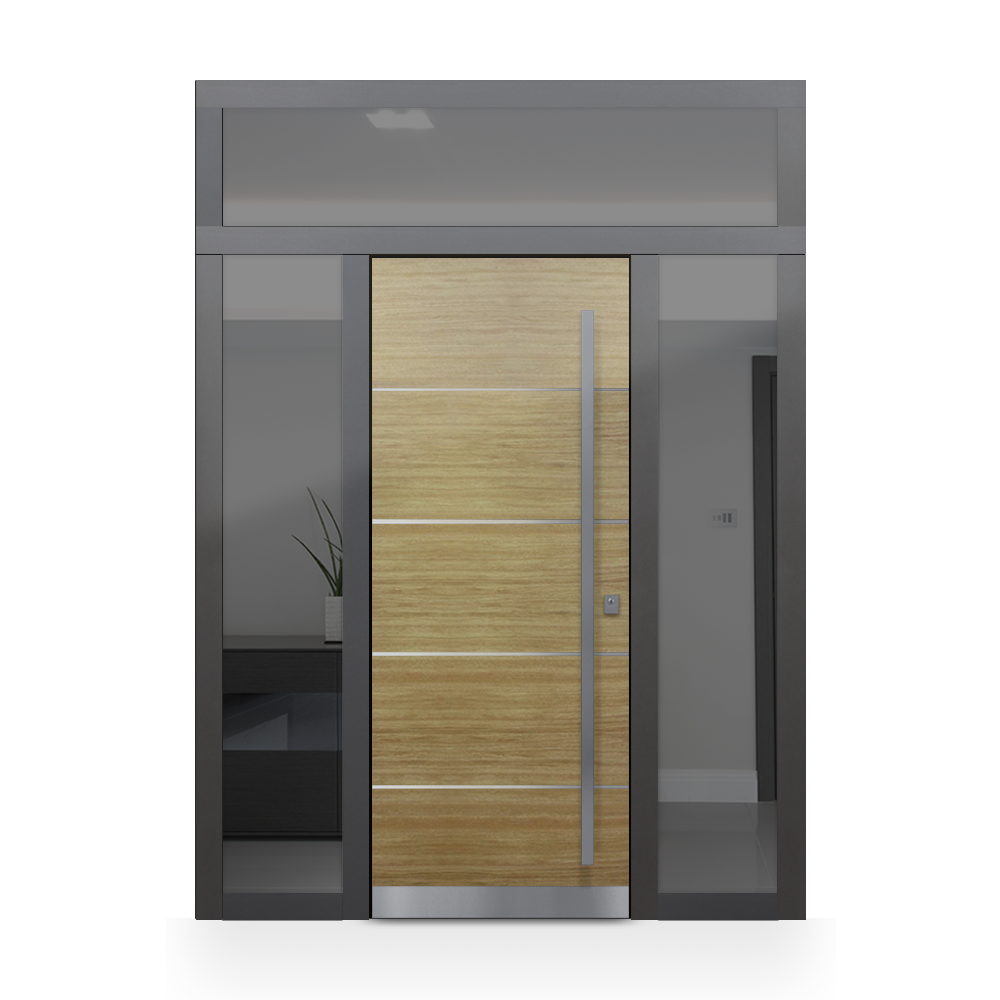 Single with two glazed laterals and transom