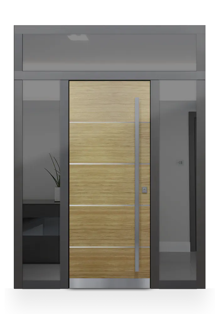 Single with two glazed laterals and transom