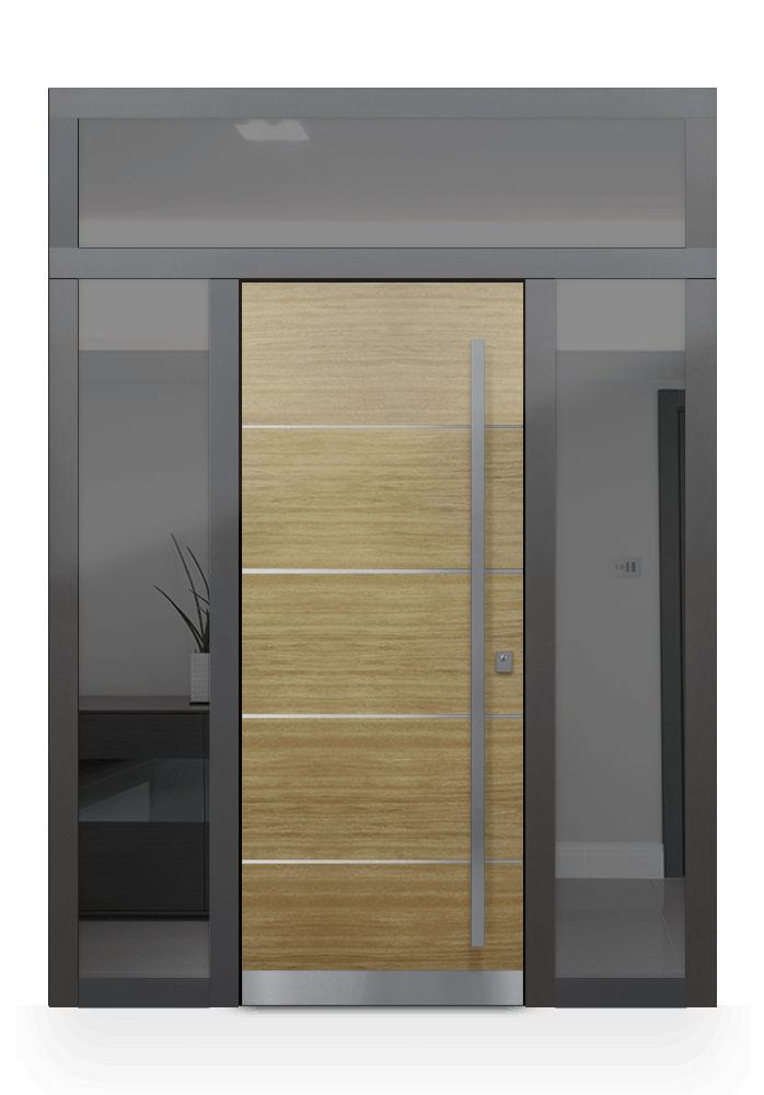 Single with two glazed laterals and transom
