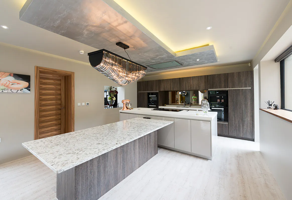 A kitchen with an internal Trem H Deuren door