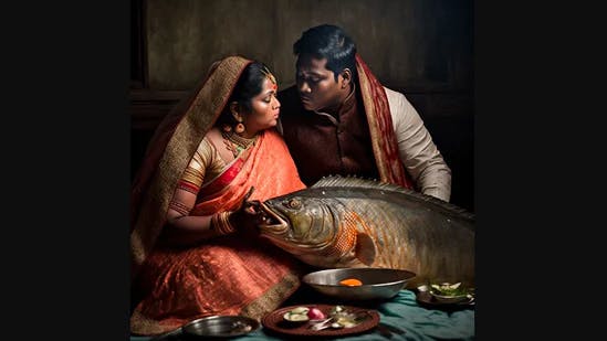 This AI generated image of Bengali wedding has left people angry.(Twitter/@baghardh)