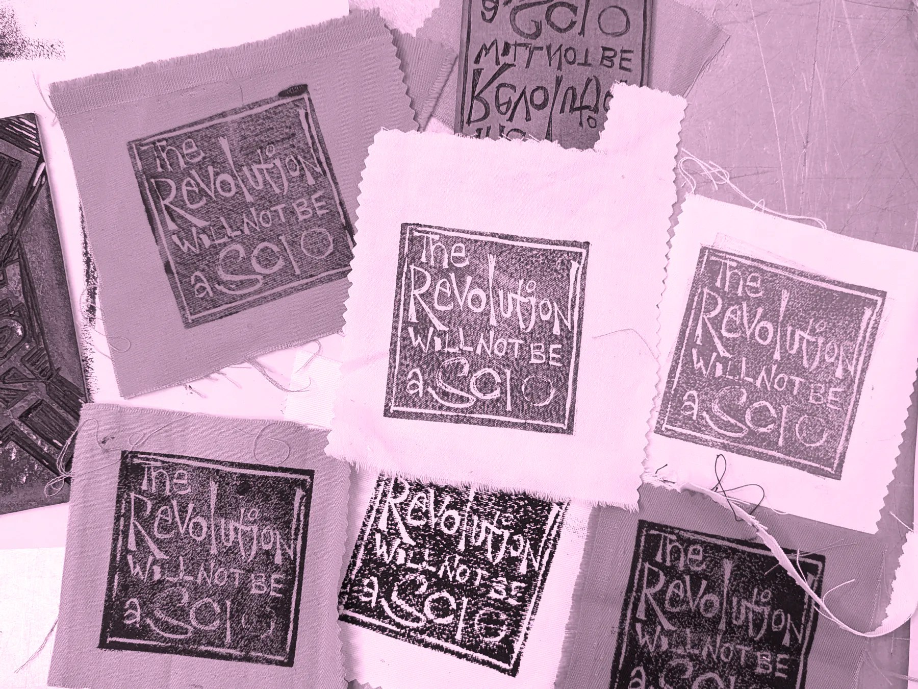 Jack Ky Tan, the revolution will not be a SCIO (2025). Made in Block Printing for Resistance workshop with Keng Keng Tang at Deveron Projects.