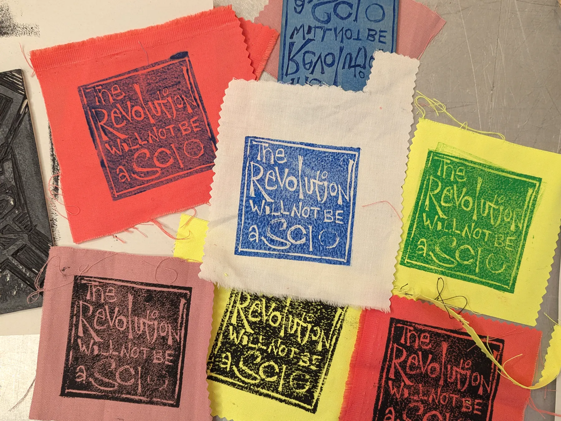 Jack Ky Tan, the revolution will not be a SCIO (2025). Made in Block Printing for Resistance workshop with Keng Keng Tang at Deveron Projects.