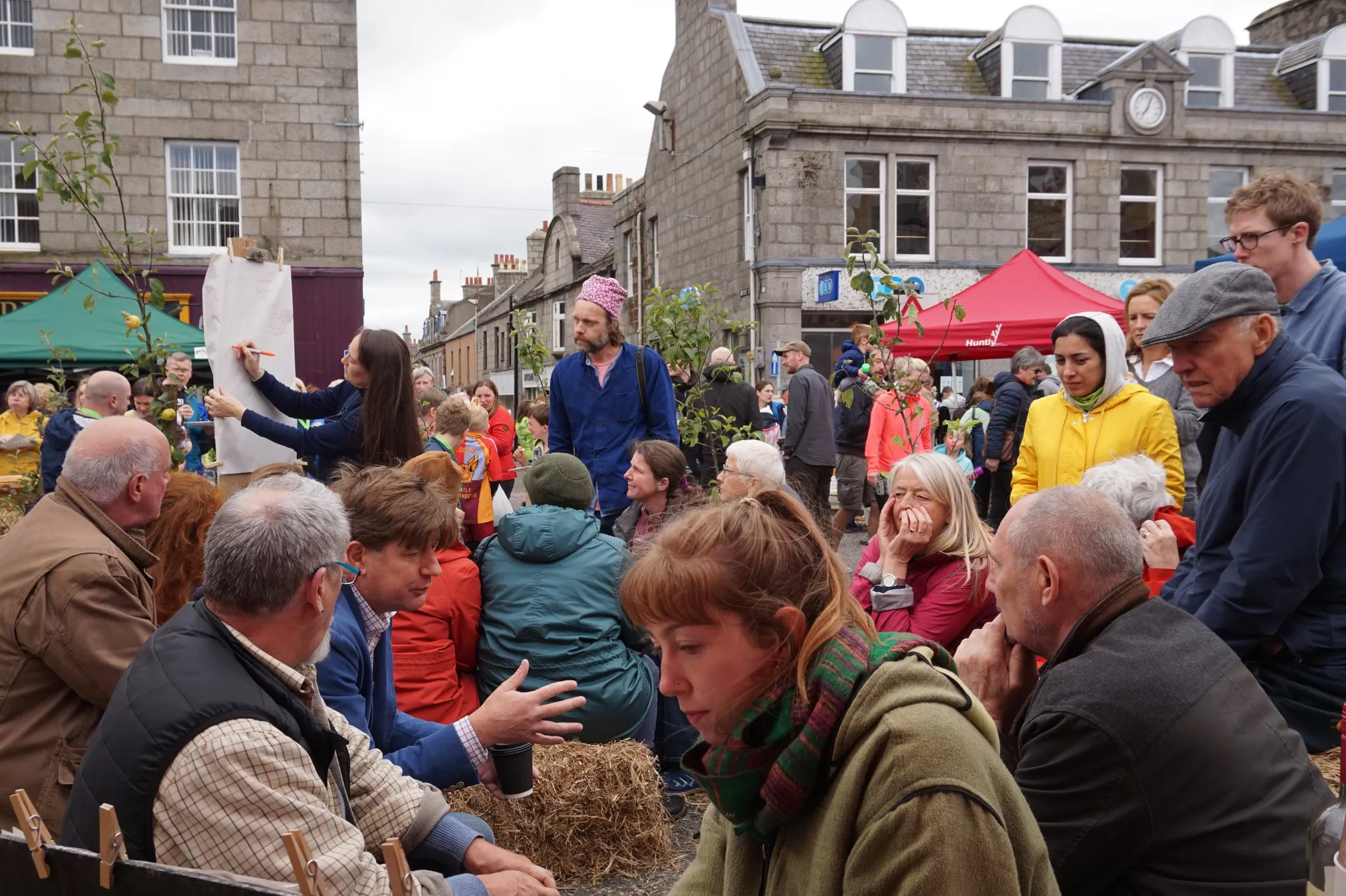 A photo of a citizen's assembly at Huntly Hairst as part of the Town is the Garden.