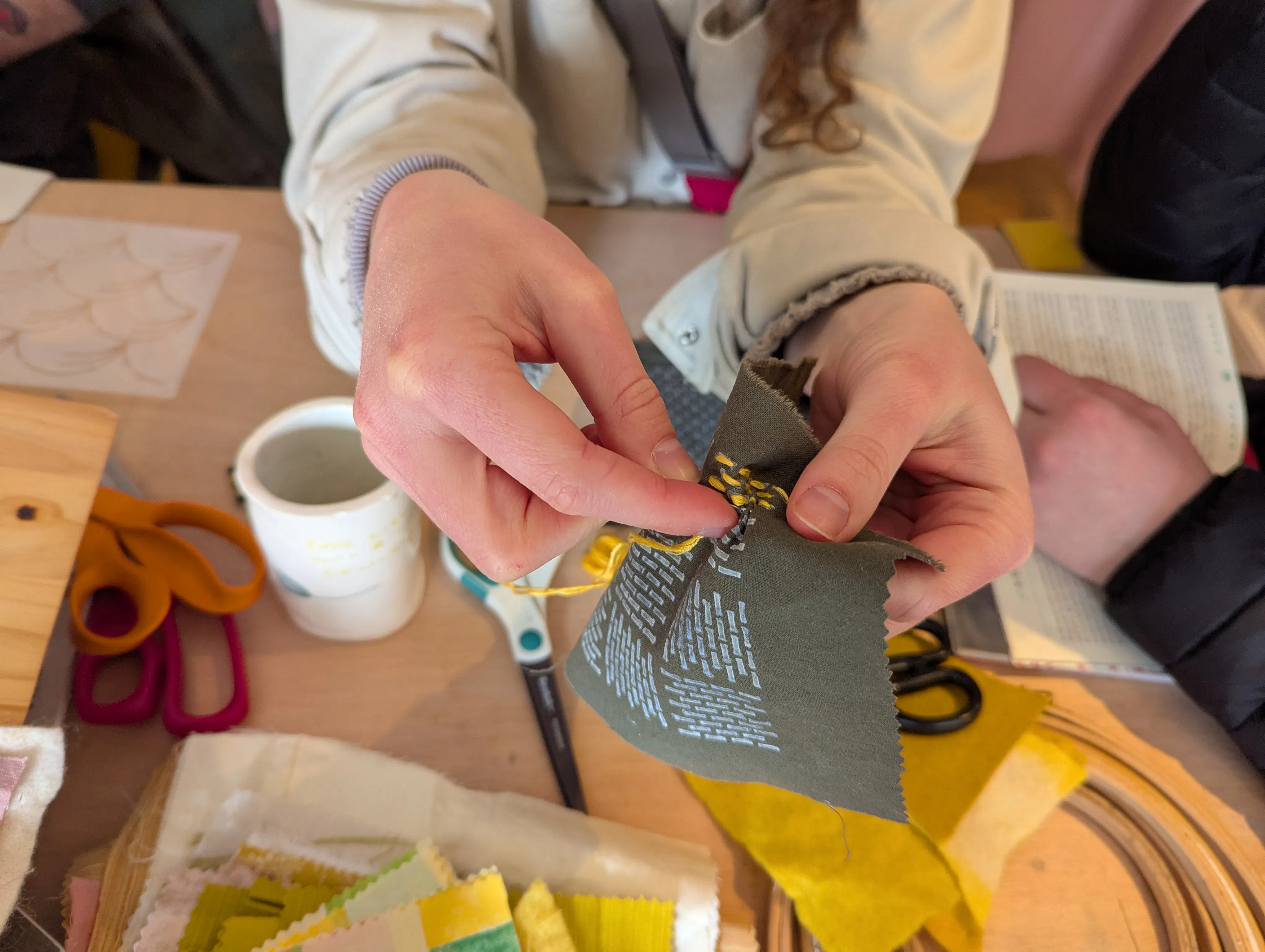 Mending workshop at April's Huntly Farmer's Market (2026)