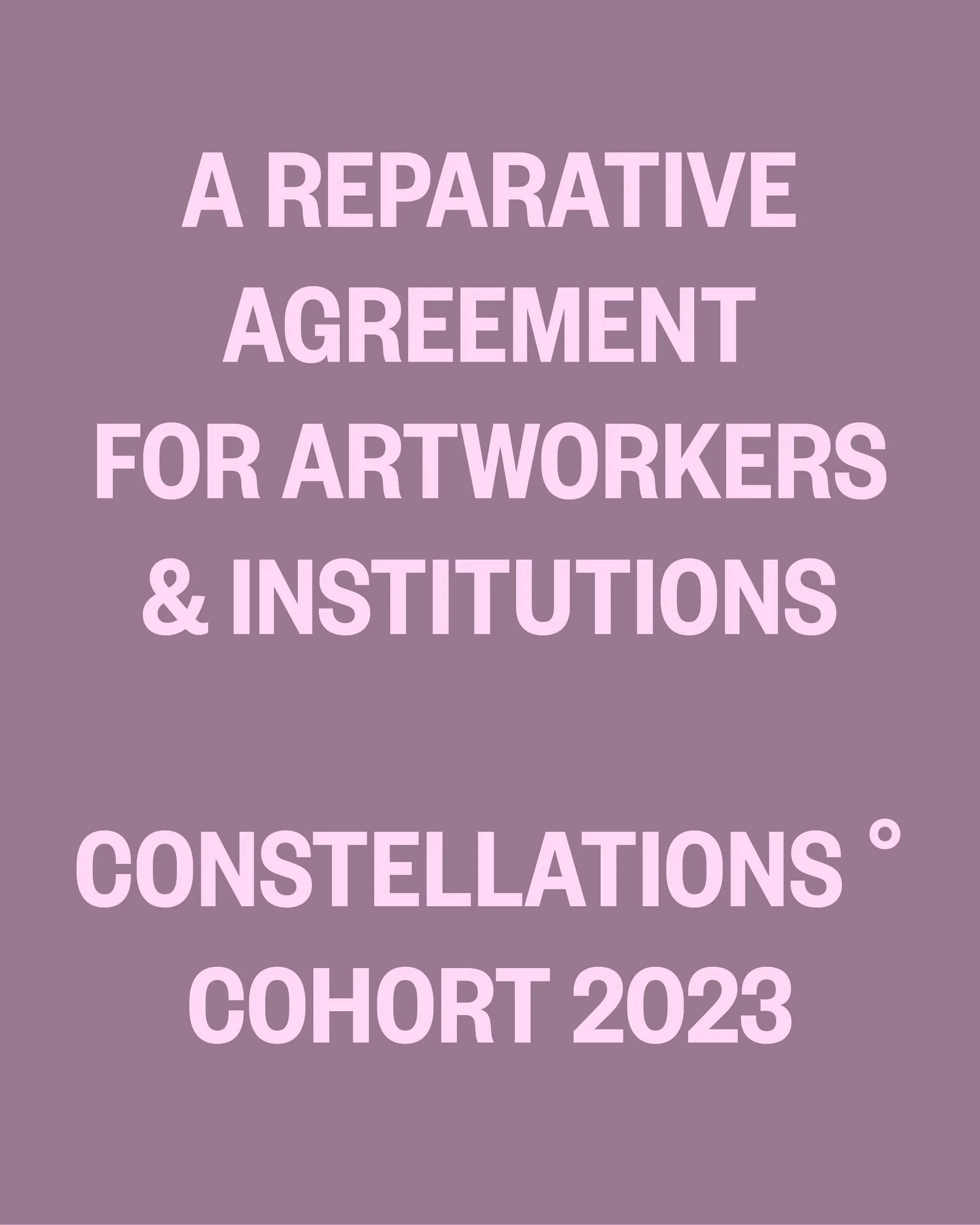 A Reparative Agreement for Artworkers and Institutions