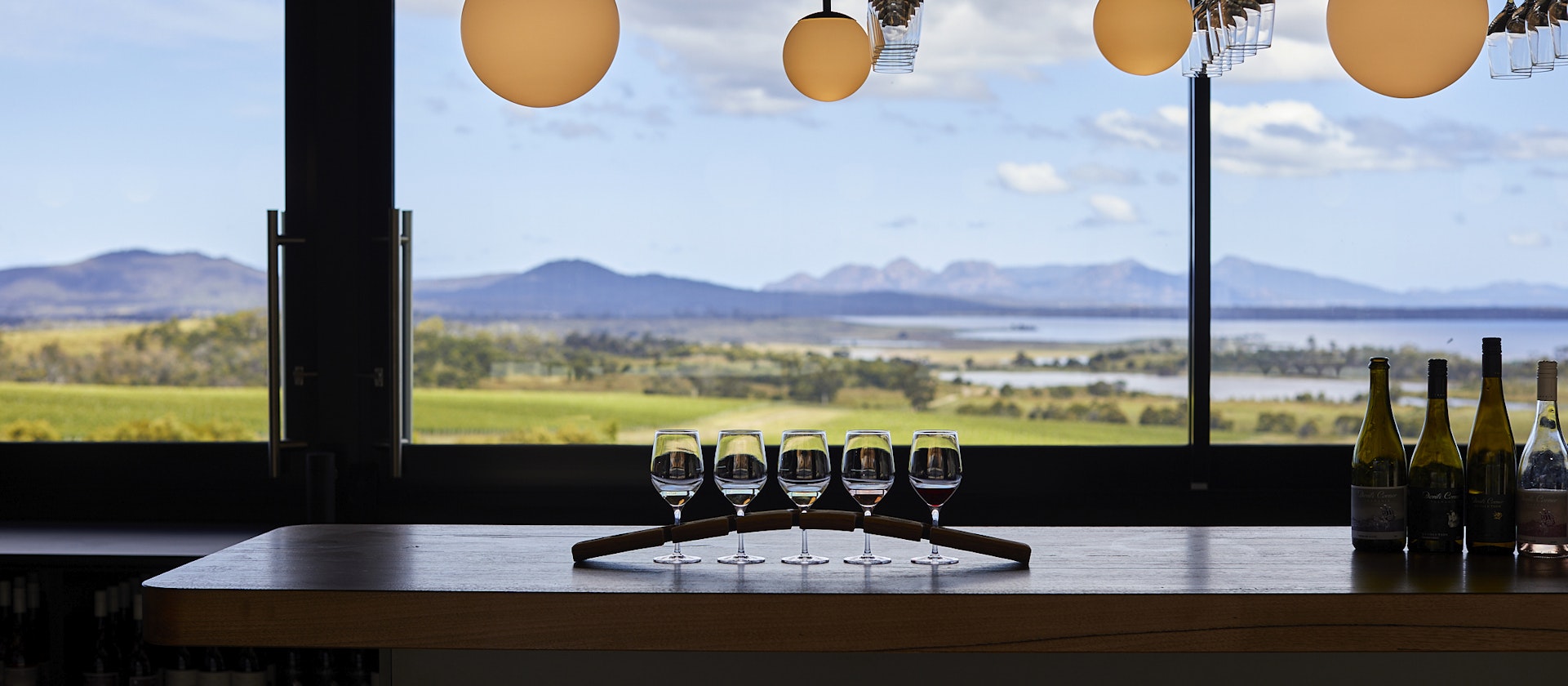 Cellar Door with tasting paddle and view