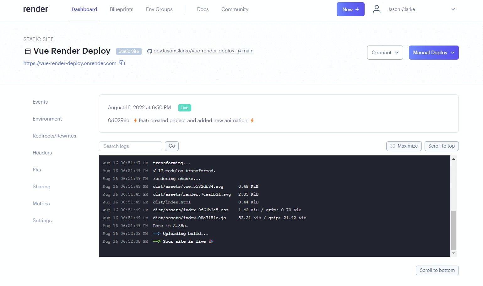 vue dashboard success