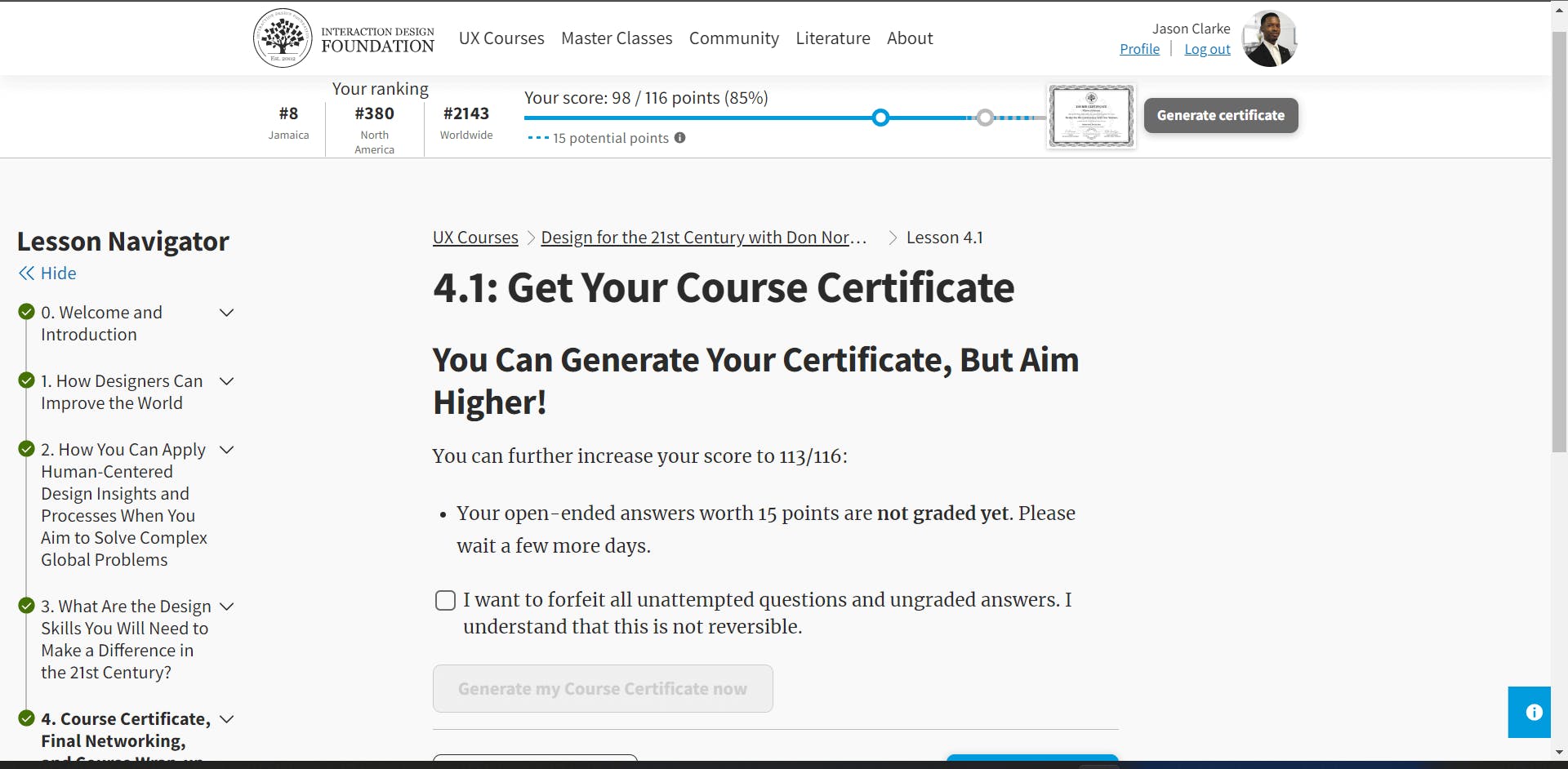 Get your course certificate