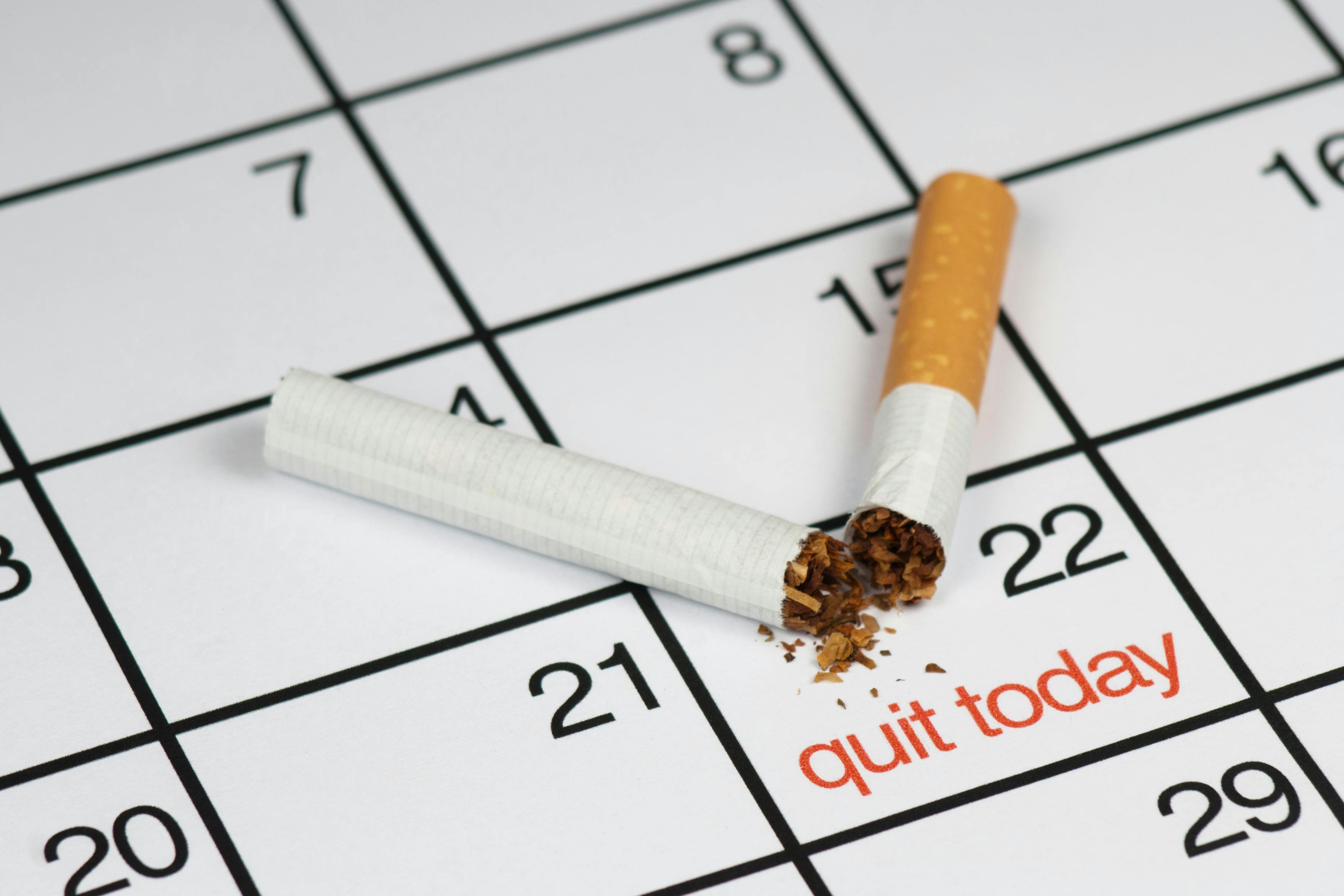 a calendar with a quit-smoking date