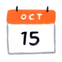 Illustration of a calendar displaying October 15.