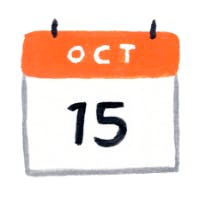 Illustration of a calendar displaying October 15.