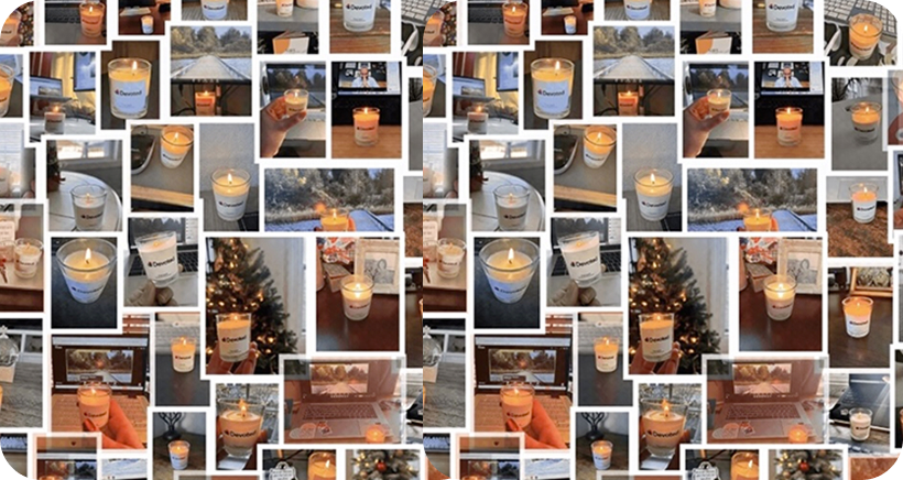 Collage of employee lit candles photos.
