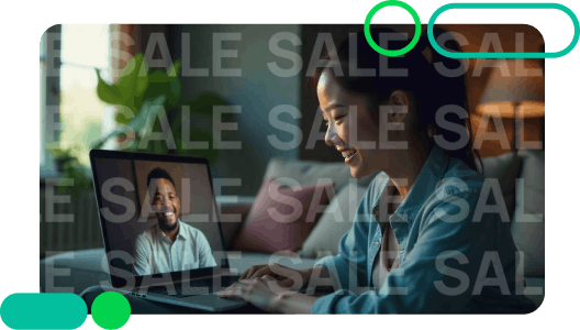 Video conference with a smiling man on a laptop screen.