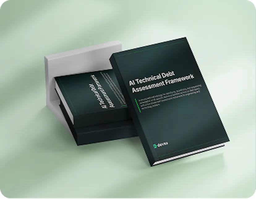 AI tech debt Ebook, two books one on top of the other