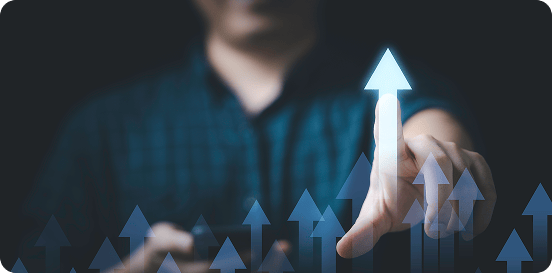 Up arrows in front of individual pointing