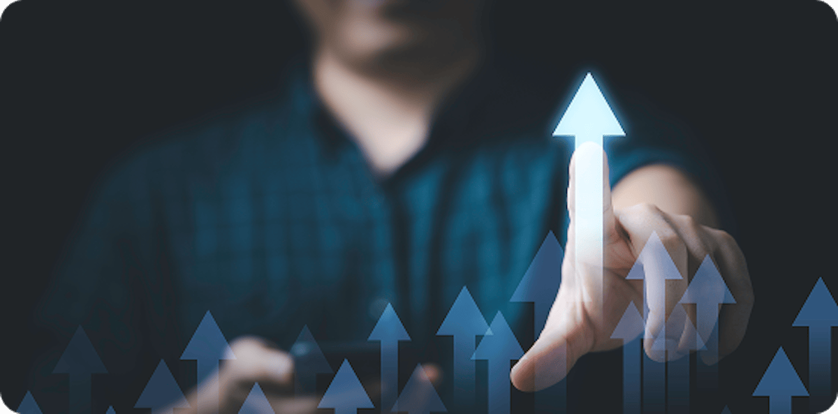 Up arrows in front of individual pointing