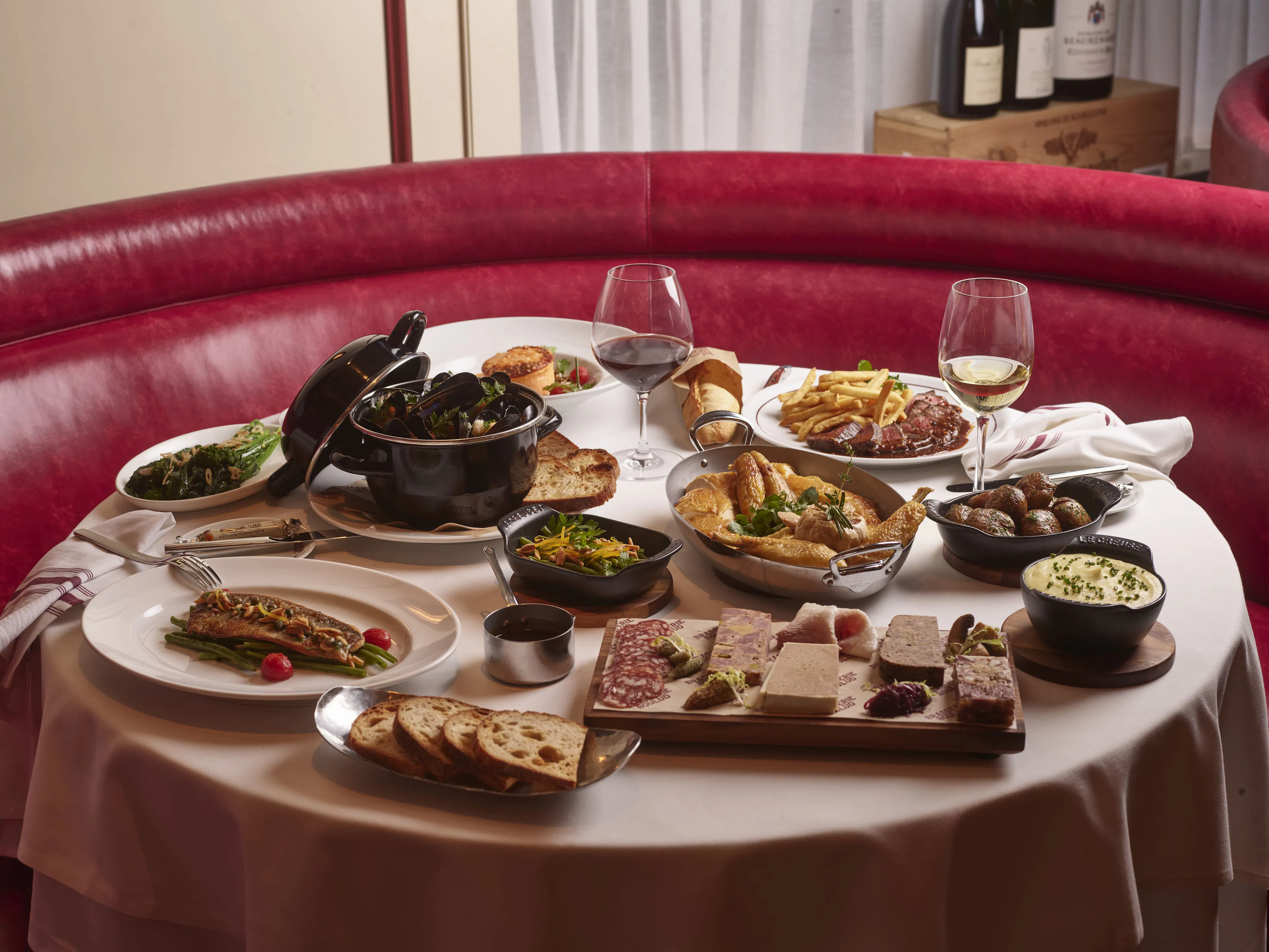 Selection of classic French dishes at Brasserie Boulud