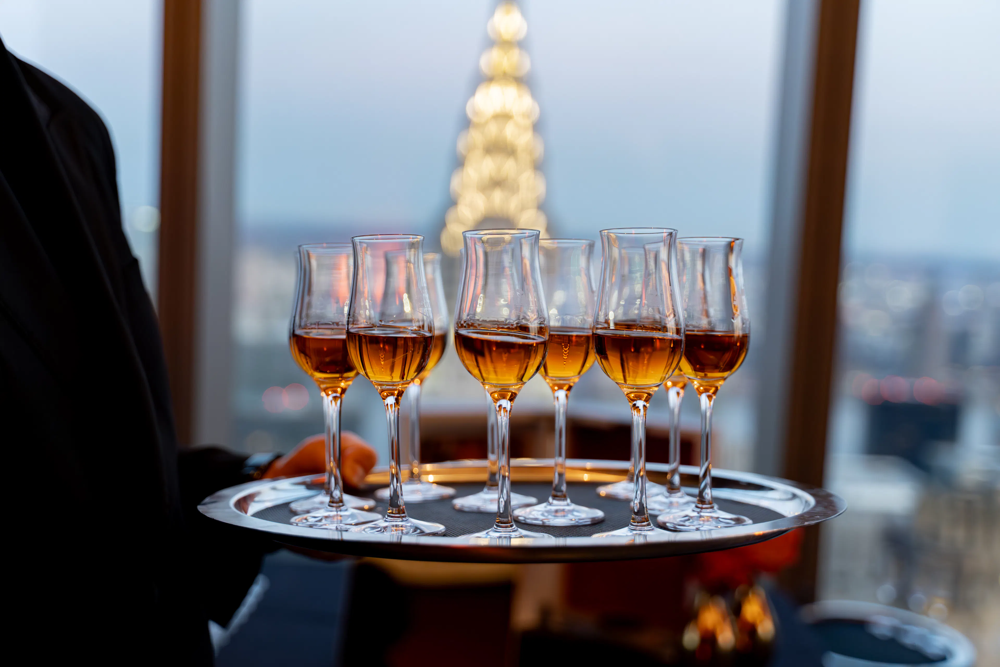 Cocktails served at SUMMIT Events overlooking the Chrysler Building