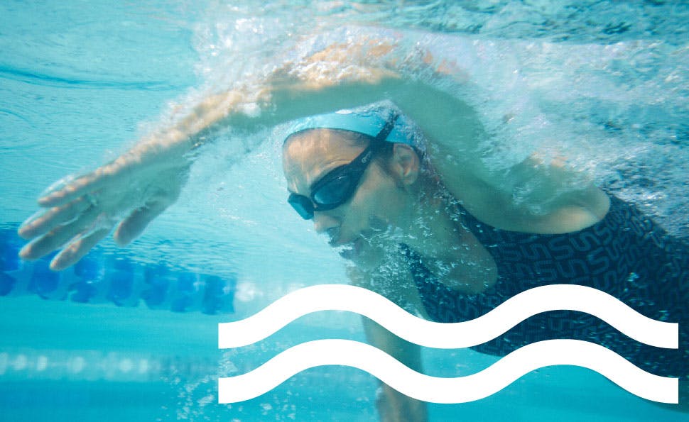 Person swimming underwater