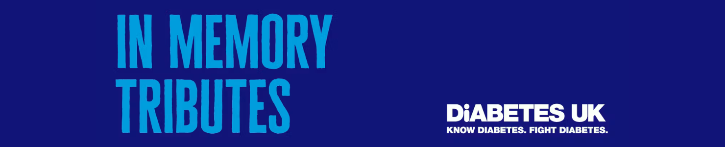 Diabetes UK In Memory Tributes logo on a blue background.