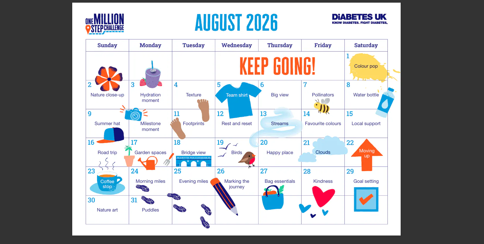 preview of august photo challenge calendar