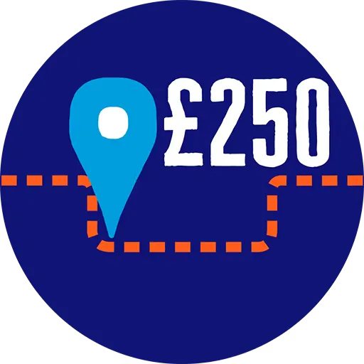 £250 raised badge