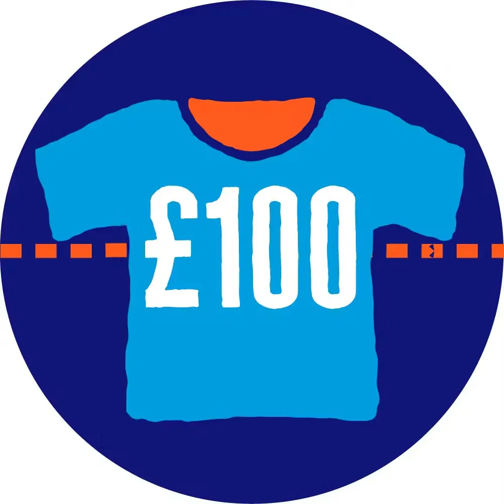 £100 raised badge