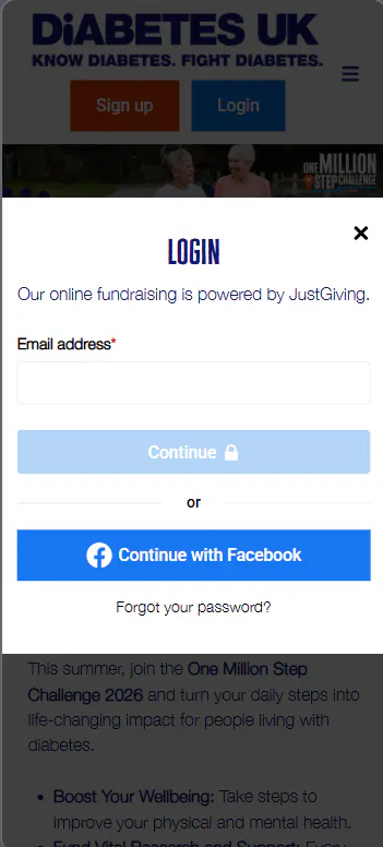 screenshot of the log in page 