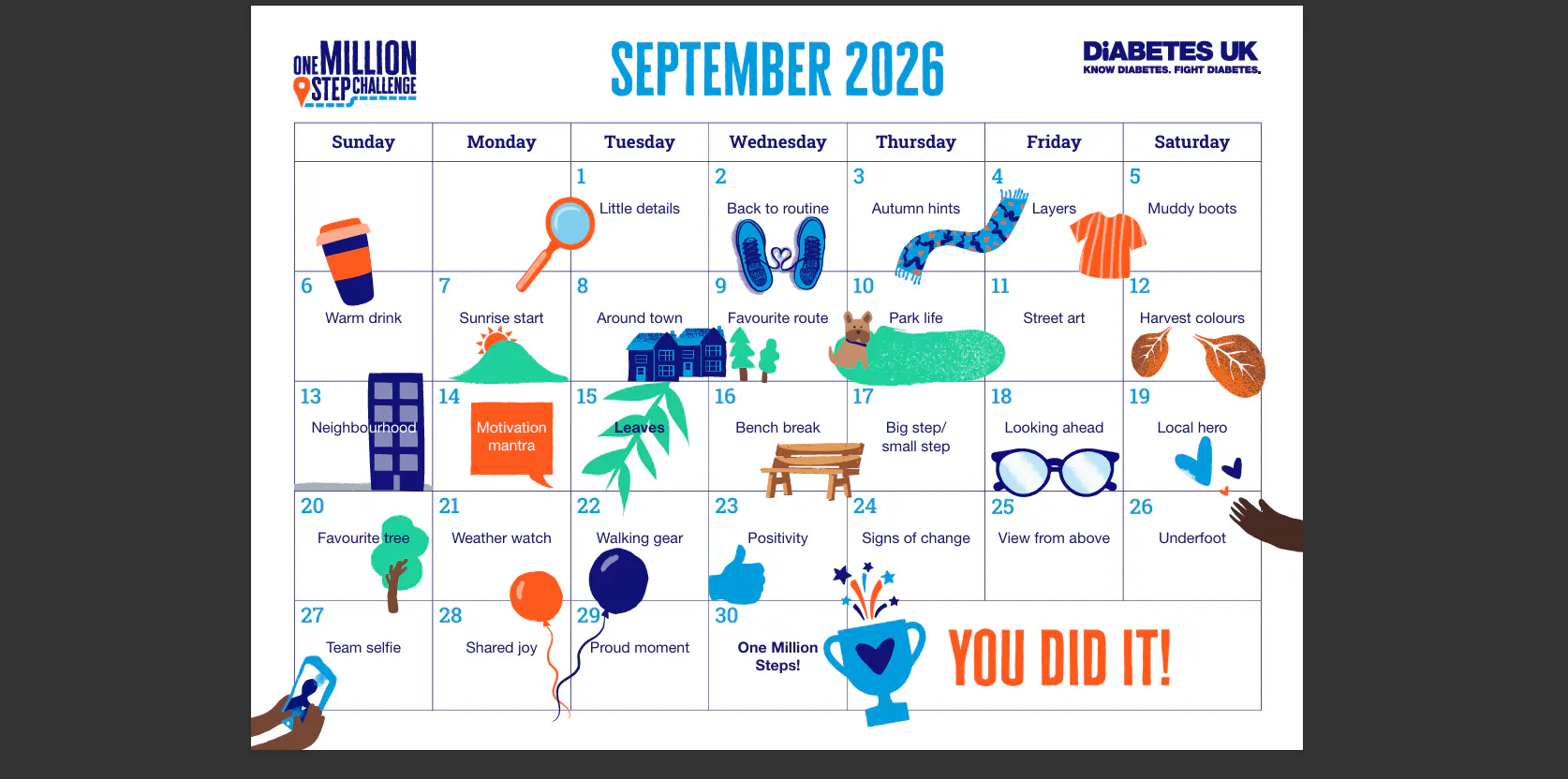 preview of September photo challenge calendar
