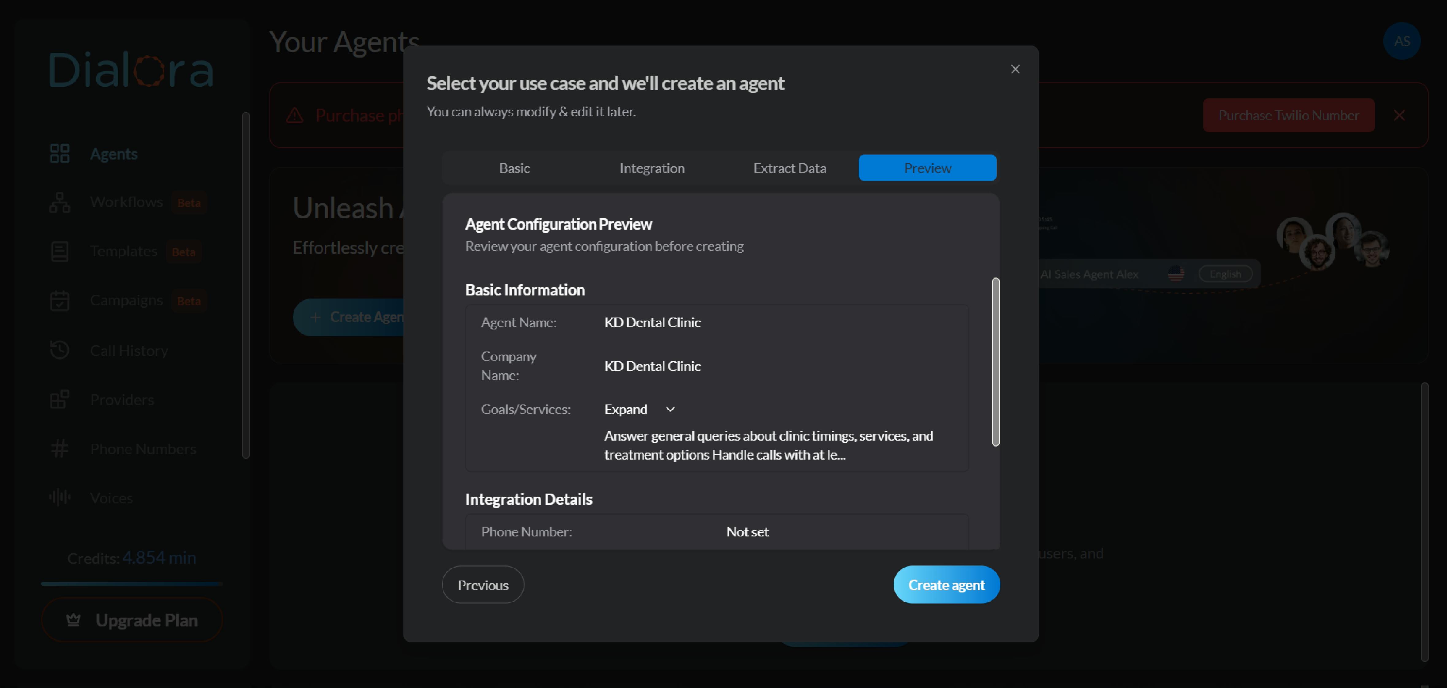 Preview and Create Your Agent - Preview