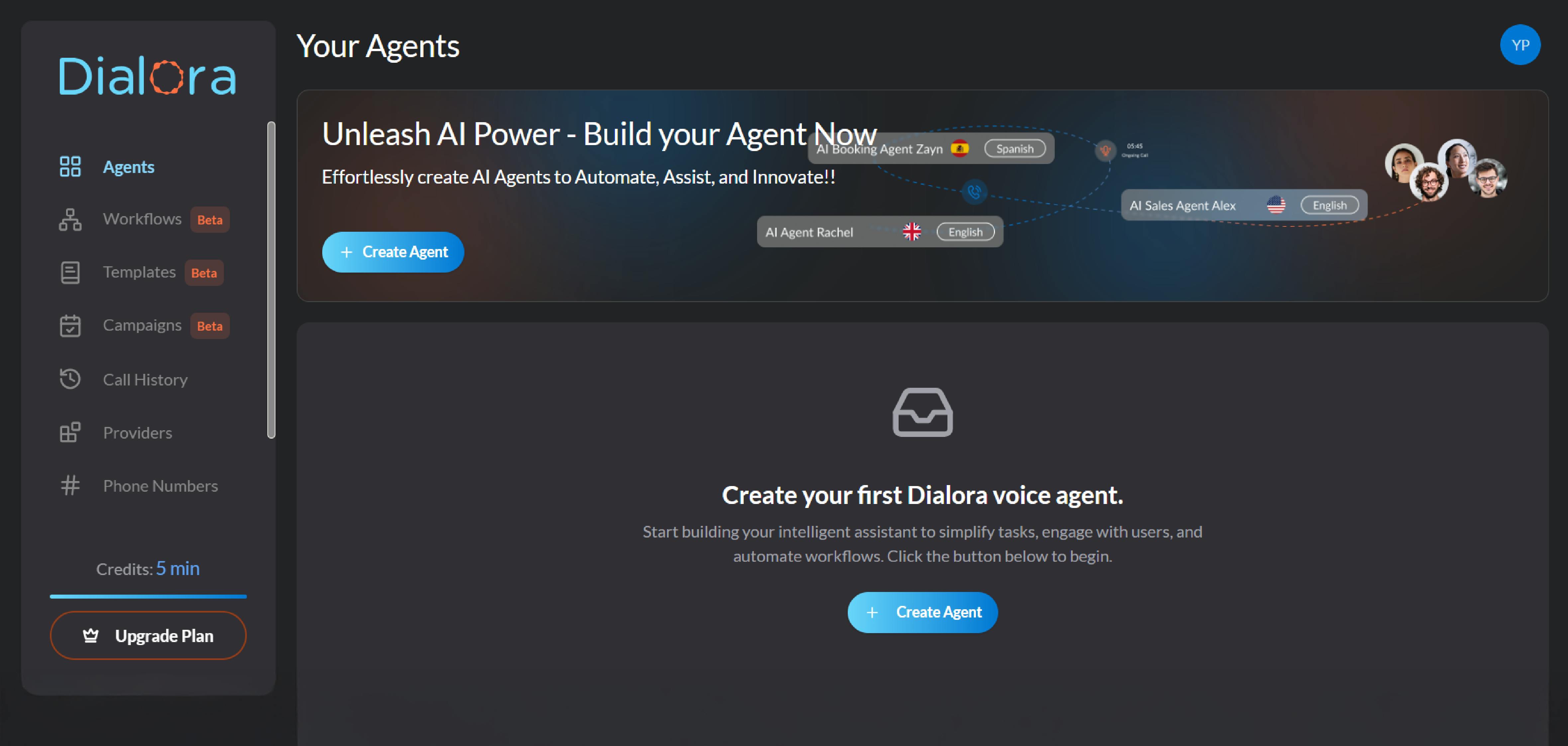 Navigate to the Create Agent Button - Preview