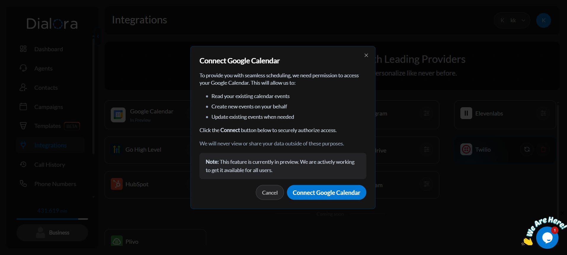 Google Calendar integration - Preview