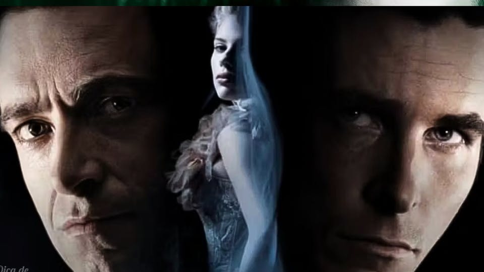 imagem com os protagonistas do filme "O Grande Truque"