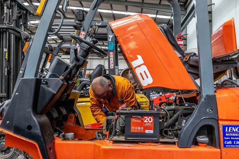 Forklift Being Serviced