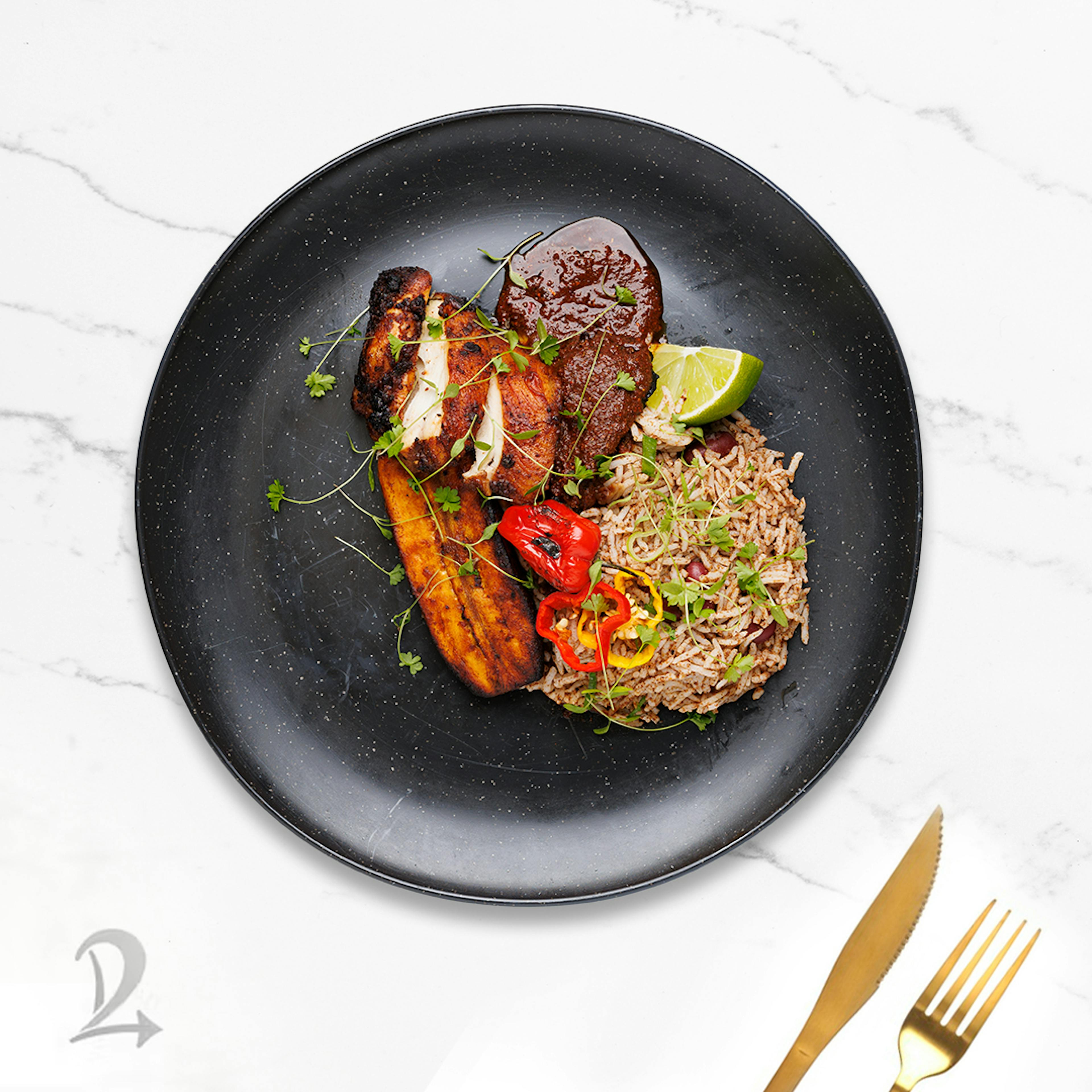 Jerk Chicken - Rice and Peas