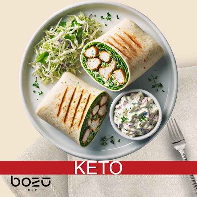 Garlic & Herb Chicken Keto Wrap, Keto Slaw